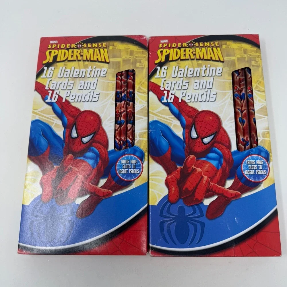32 Marvel Spiderman Valentine Cards w/ Pencils For Kids School Boys‎